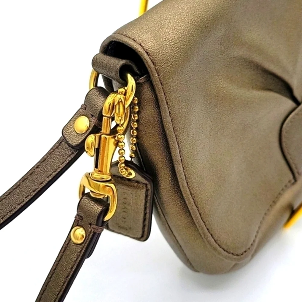 COACH Metallic Clutch Leather Wristlet Gold Hardware
